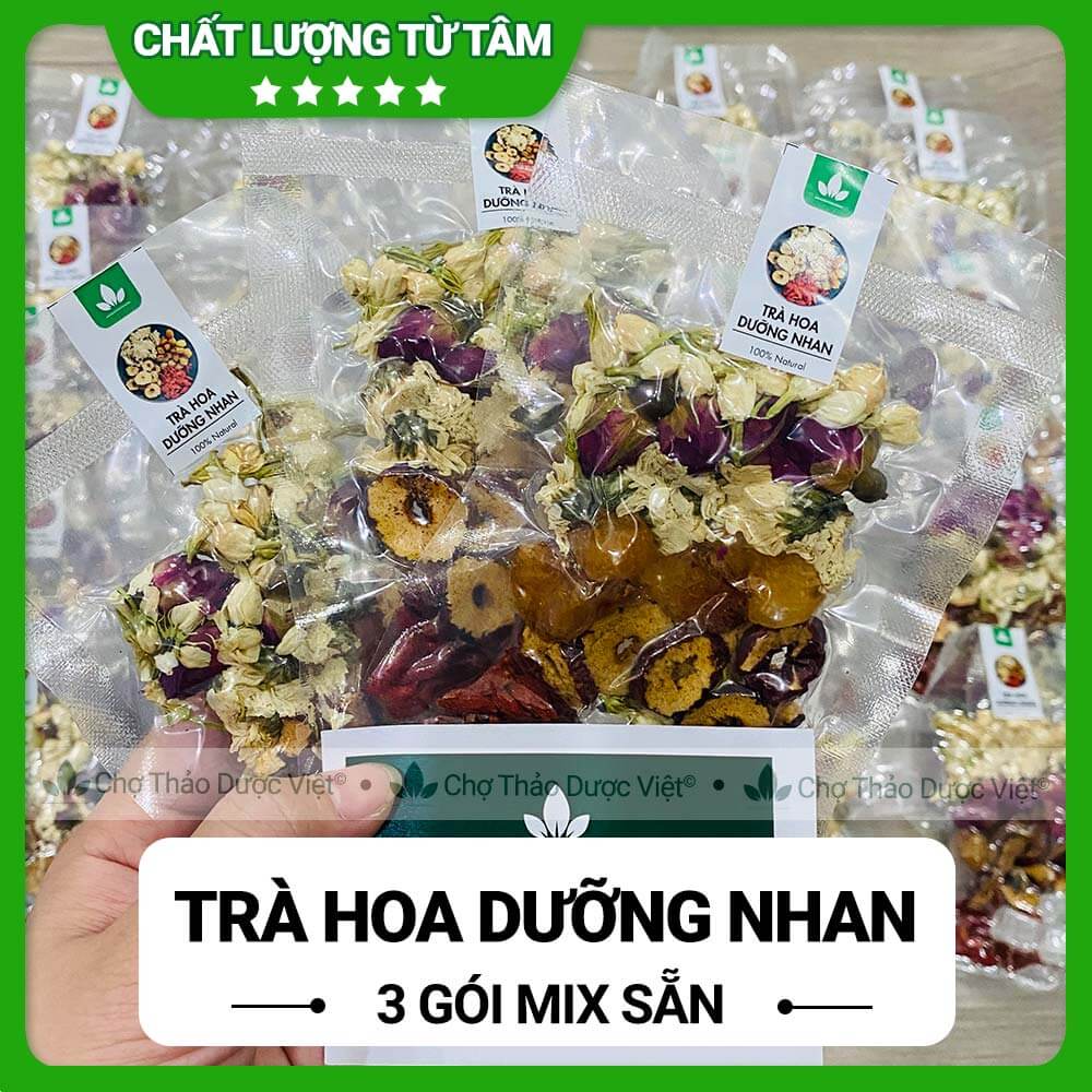 Trà Hoa Dưỡng Nhan 3 Gói Mix Sẵn Gồm 7 Vị, Tiện Lợi, Thơm Ngon, Đẹp Da