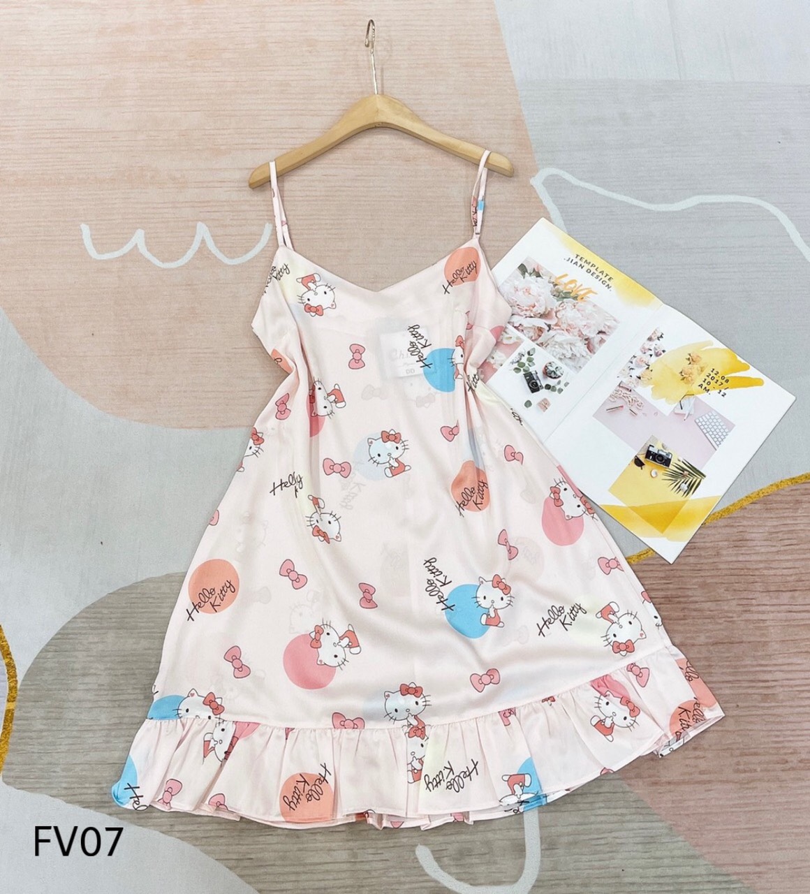 Đầm Ngủ 2 Dây Lụa Satin mềm mịn mát in hình siêu cute (nhiều mẫu)