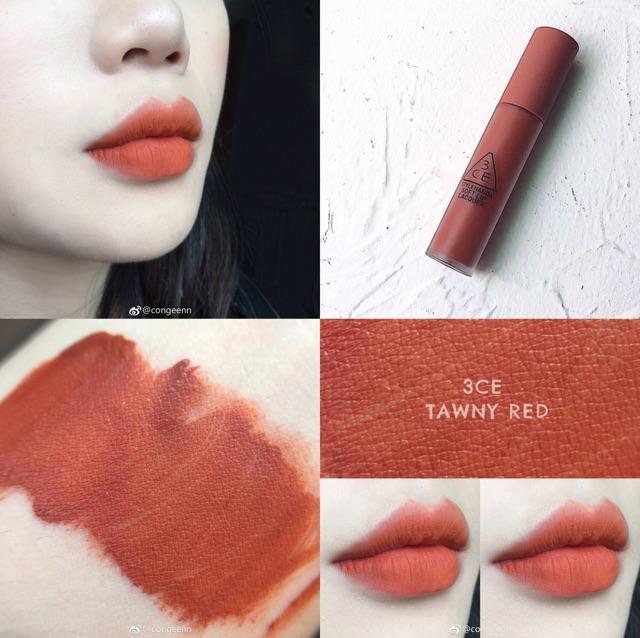 Son kem lì 3CE Soft Lip Lacquer #Tawny Red (Cam đất) CAM KẾT CHUẨN AUTH