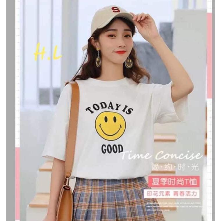 Áo phông nữ mặt cười today hlu0419