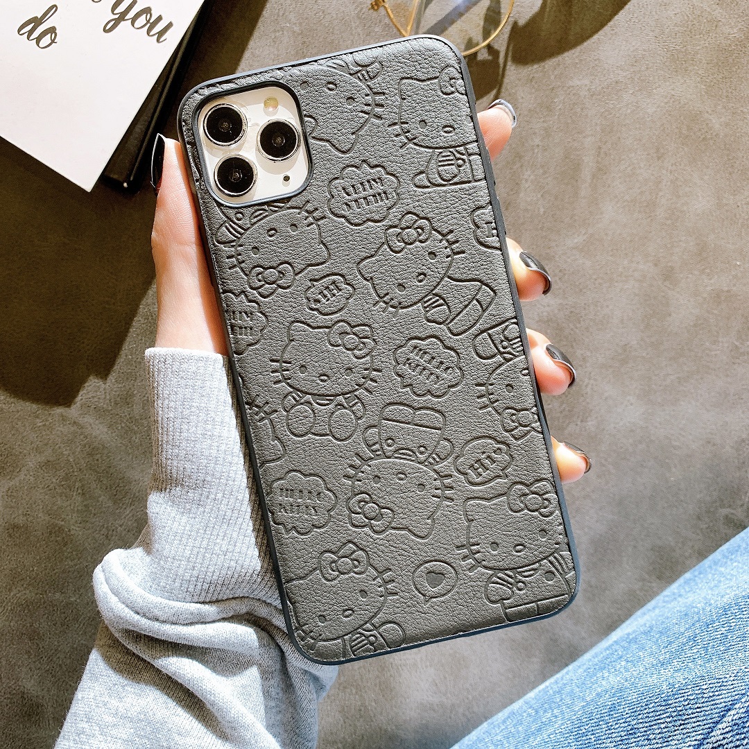 Ốp Lưng Da IMD Dập Nổi 3D Họa Tiết Hello Kitty