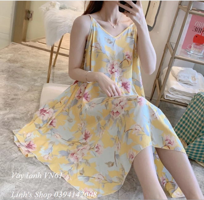 Váy 2 Dây Lanh Mặc Nhà VN61