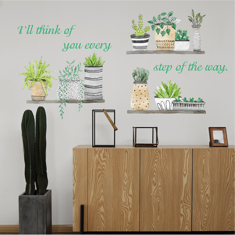 HCM Decal dán trang trí tường - Nhiều Chậu lớn 04