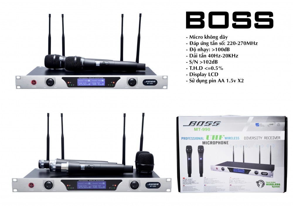 [HCM]Micro Boss MT-990 Không Dây UHF- Hàng Nhập Khẩu