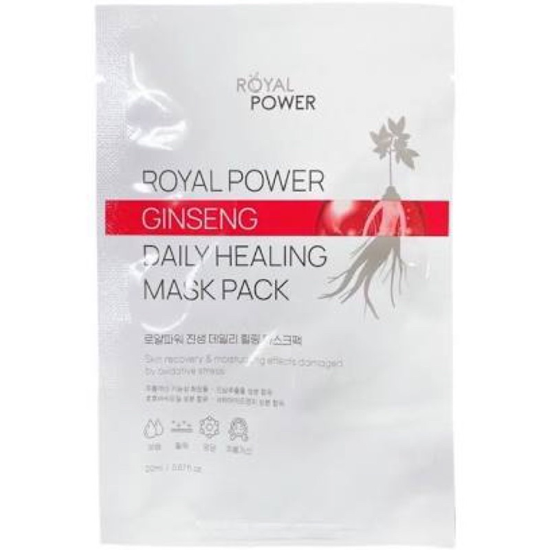 Mặt nạ tinh chất Hồng sâm Hoàng Gia Hàn Quốc Royal Power Ginseng Daily Healing Mask Pack 20ml Hộp 10 Miếng