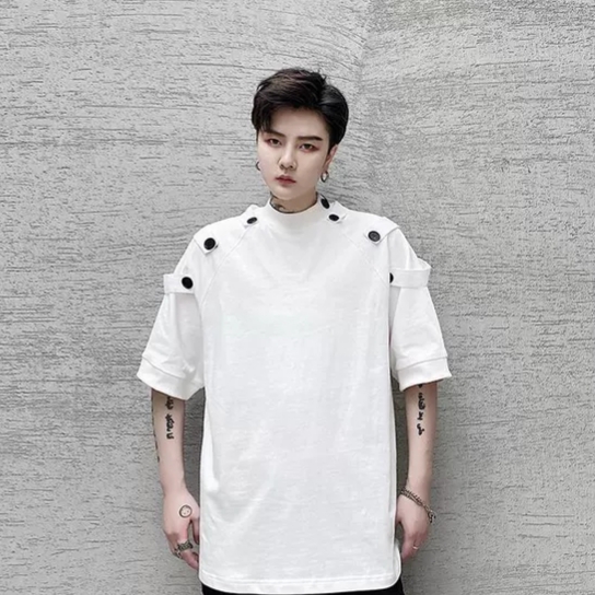 [HCM]Áo thun unisex ulzzang phối nút - Lay Unisex