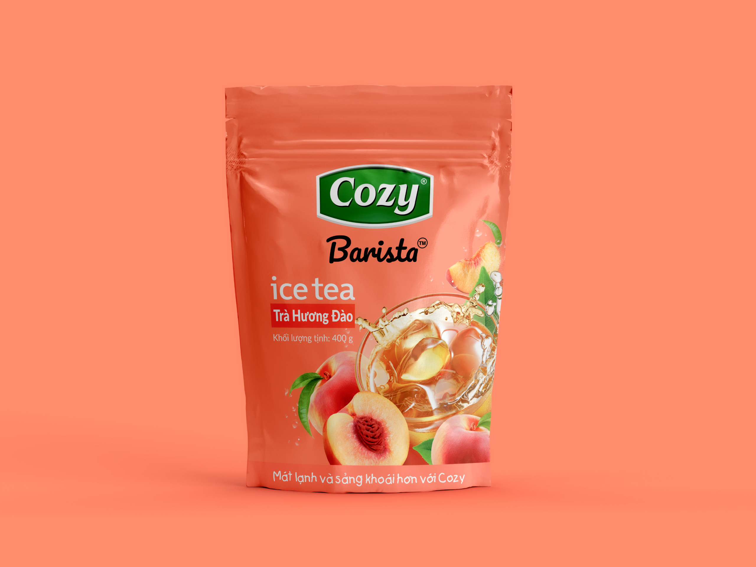 TRÀ COZY BARISTA ICE ĐÀO 400G ( Trà Hòa Tan )