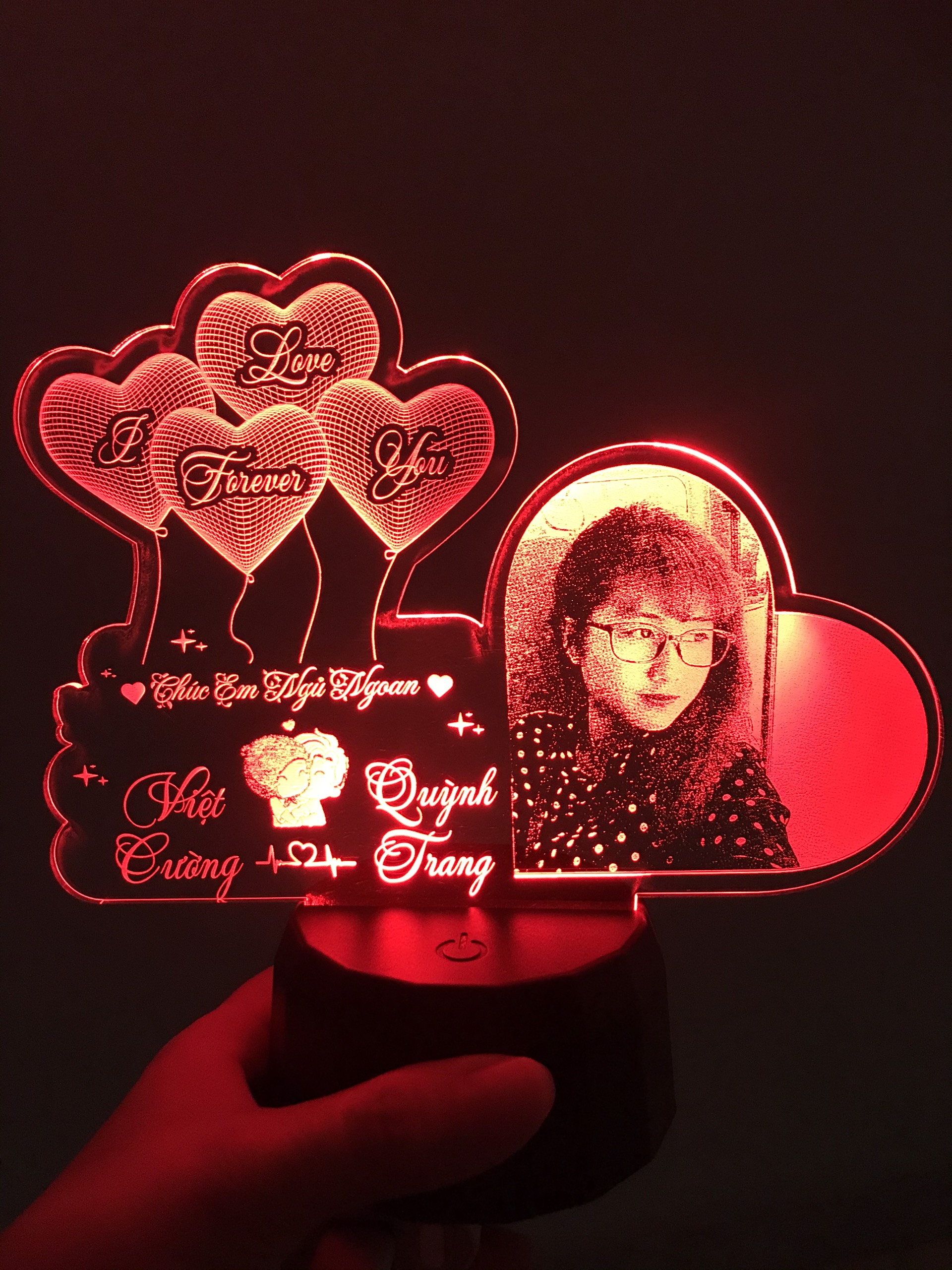 [HCM]Tấm mica  khắc hình cá nhân ( không bao gồm đế đèn) Đèn led khắc hình theo yêu cầu Đèn ngủ quà tặng tình yêu quà tặng người thân quà tặng sinh nhật
