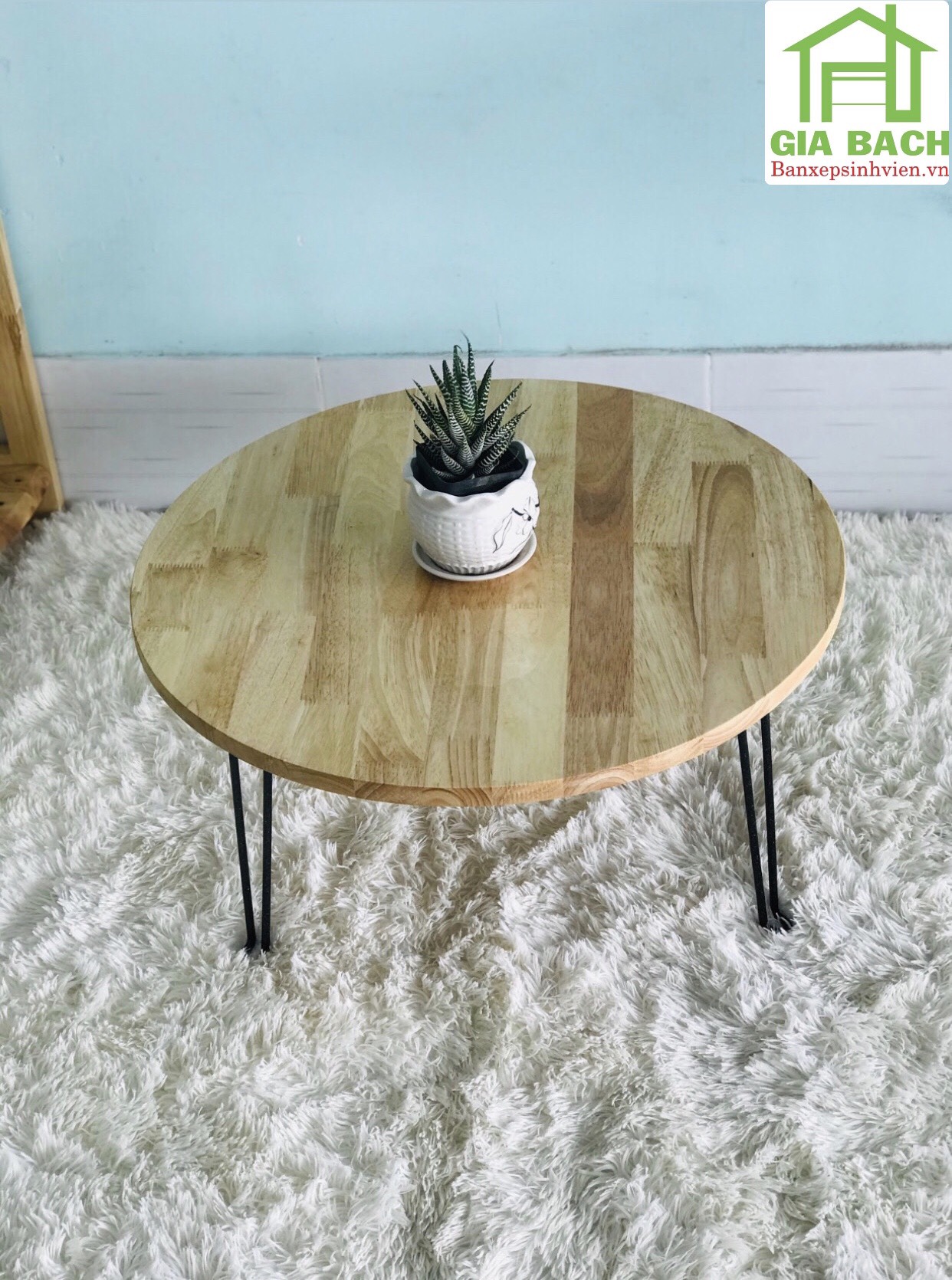 [HCM]Bàn Tròn Gỗ Cao Su (DK 59cm)