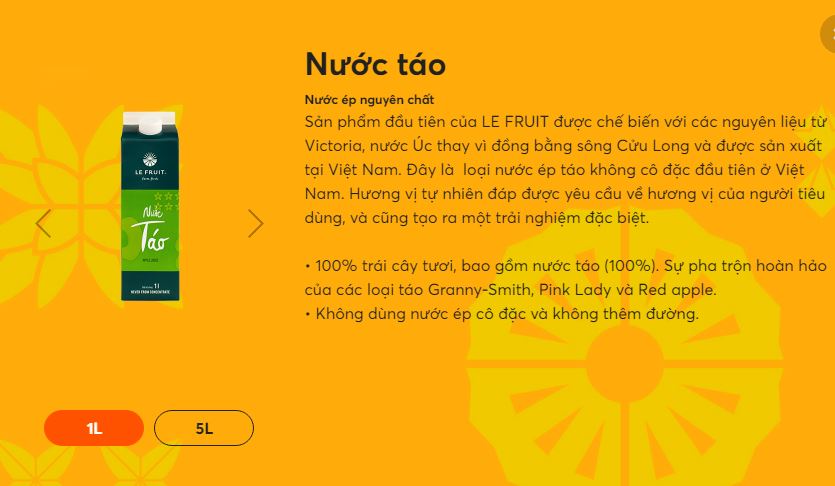 Nước ép táo nguyên chất Lefrruit 1L