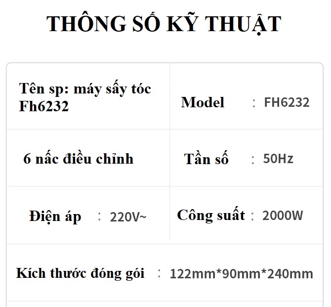 Máy Sấy Tóc FLYCO FH6232 - (CHÍNH HÃNG)