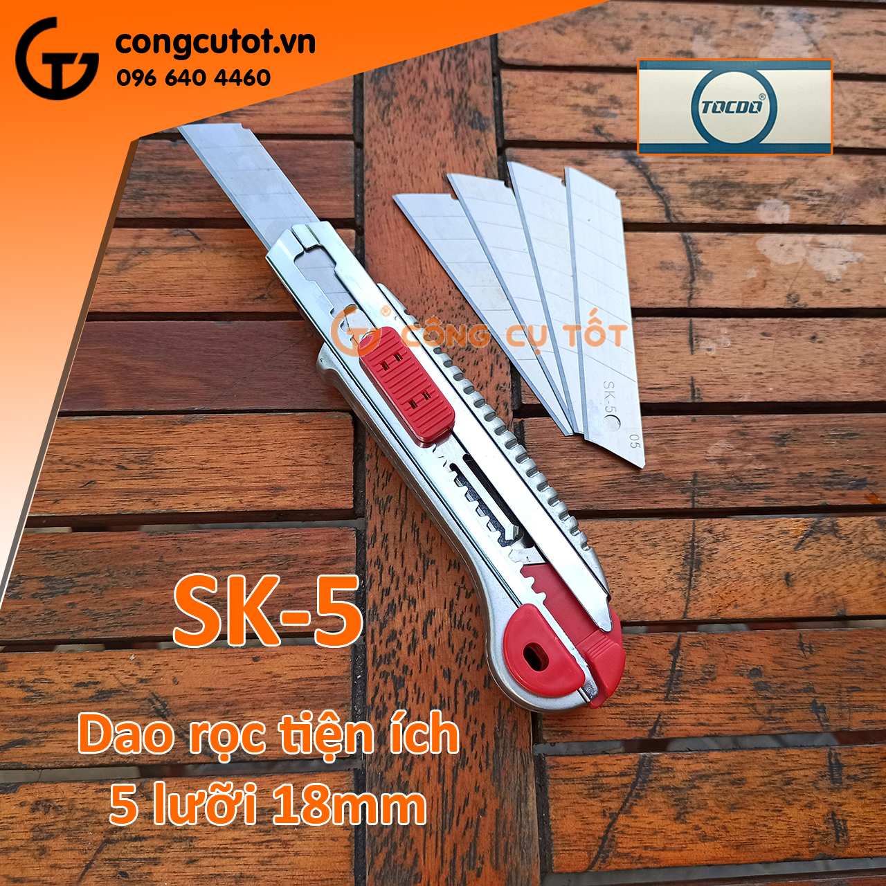 Dao rọc giấy TOCDO 18mm TẶNG kèm 5 lưỡi dao