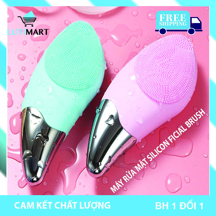 [HCM]Máy rửa mặt massage da máy rửa mặt làm sạch sâu silicon mini đa năng Sonic Facial Brush tích hợp công nghệ sóng rung. 1 ĐỔI 1 TRONG 7 NGÀY BẢO HÀNH BỞI LUTIMART