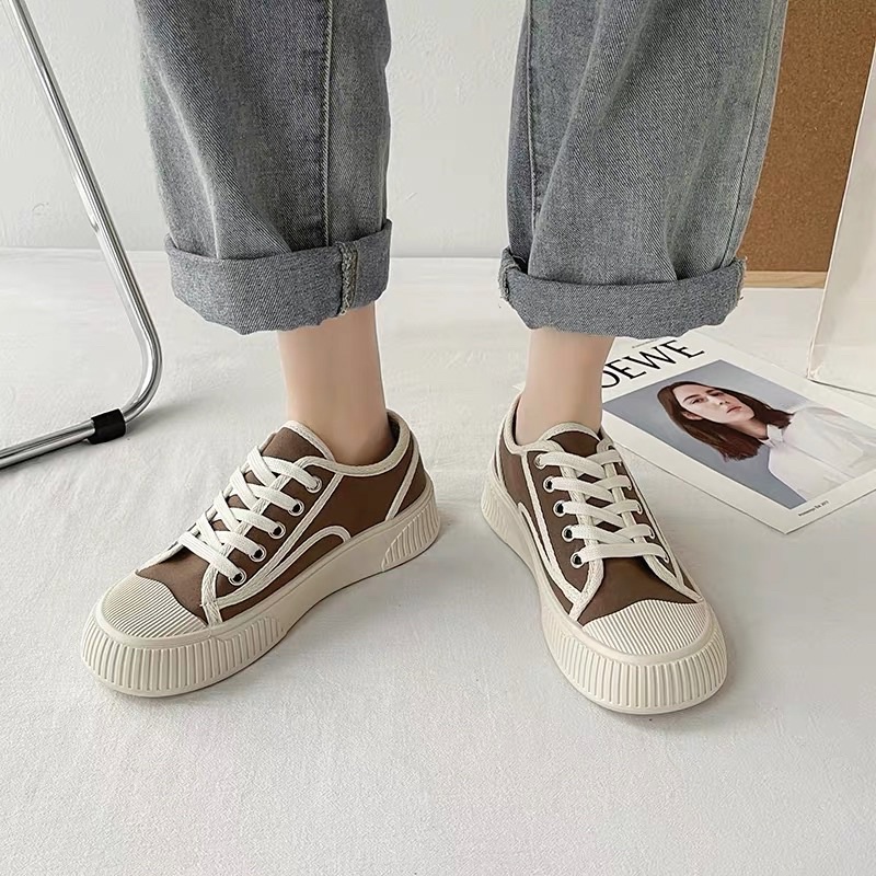 Giày thể thao nữ VK độn đế 4cm viền kẻ chất liệu vải canvas siêu đẹp mẫu mới phong cách thời trang hàn quốc hot trend 2022 giày sneaker nữ giá rẻ đế bằng giày bata nữ đi học