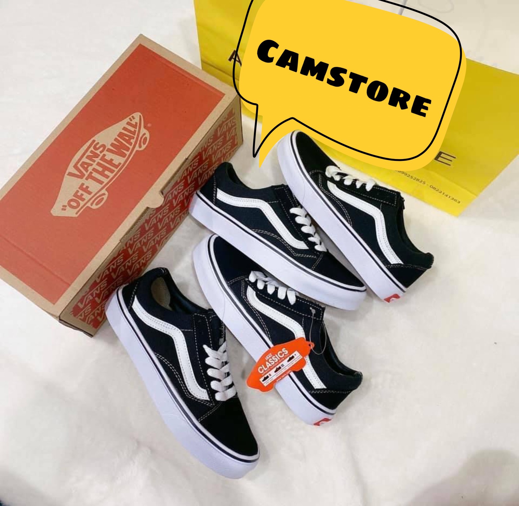 Giày Thể Thao Nam Nữ Sneaker Vans Sọc Trắng - Old Skool Basic