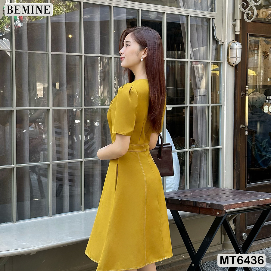Đầm công sở chạy chỉ tùng xoè BEMINE MT6436
