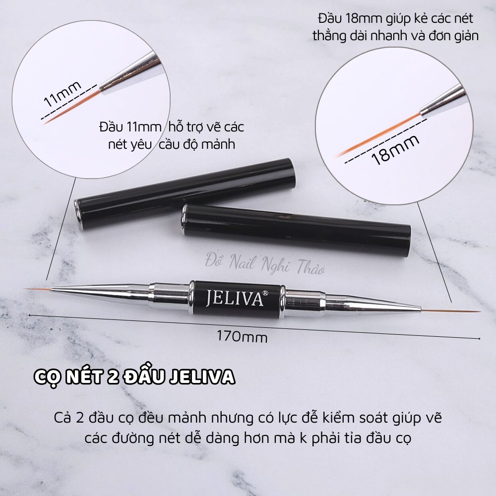 Cọ vẽ nét nail JELIVA 2 đầu Nghi Thảo