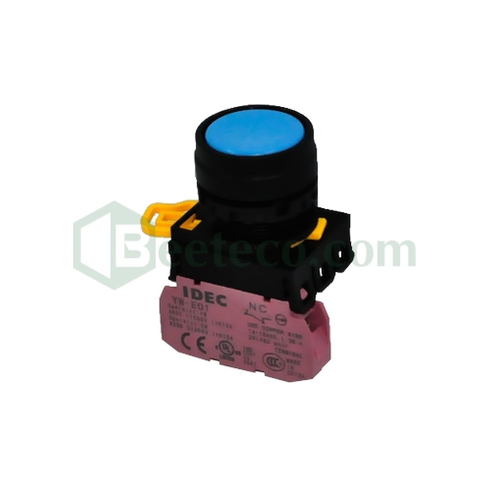 YW1B-A1E: Nút nhấn Idec phi 22, không đèn, loại nhấn giữ