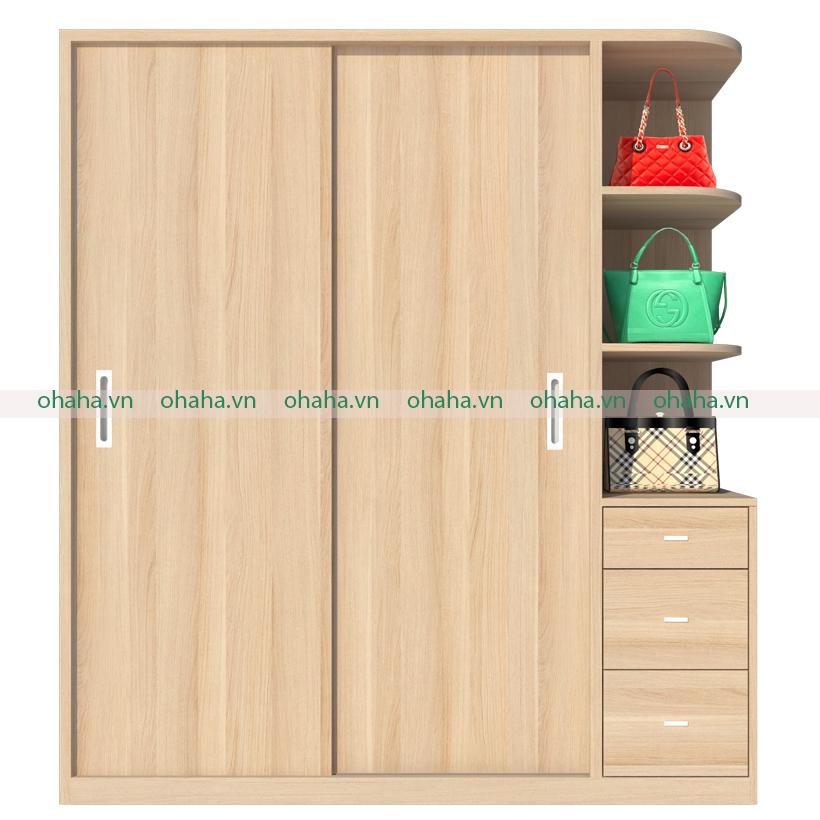 [ Freeship HCM ] [ Trả góp 0%] Tủ Quần Áo Gỗ Công Nghiệp Cửa Lùa OHAHA - CL003 - 01