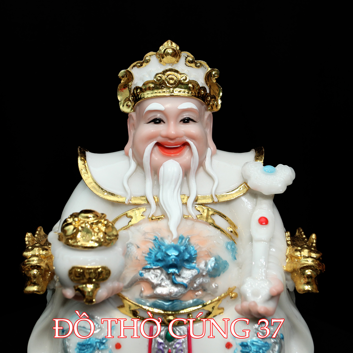 [ BỘ 3 ÔNG - GẤM TRẮNG ] THẦN TÀI +THỔ ĐỊA +THẦN TIỀN  [ COMPOSITE + BỘT ĐÁ ]