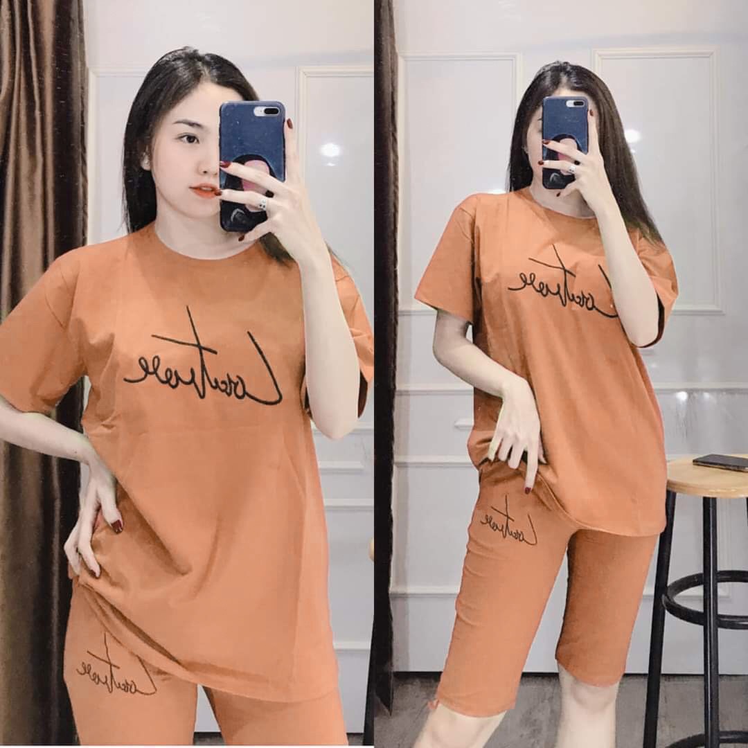 Đồ bộ nữ đồ bộ mặc nhà đẹp dễ thương bigsize Đồ bộ thun nữ cotton thể thao Đồ ngủ nữ trung niên quần lửng ngố ESHOP AD02