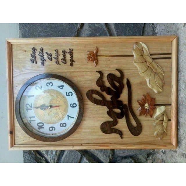 Tranh đồng hồ gỗ chữ , tranh gỗ thư pháp