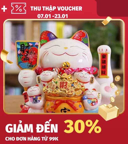 Mèo Thần Tài Chiêu Khách cao 25cm 10inch