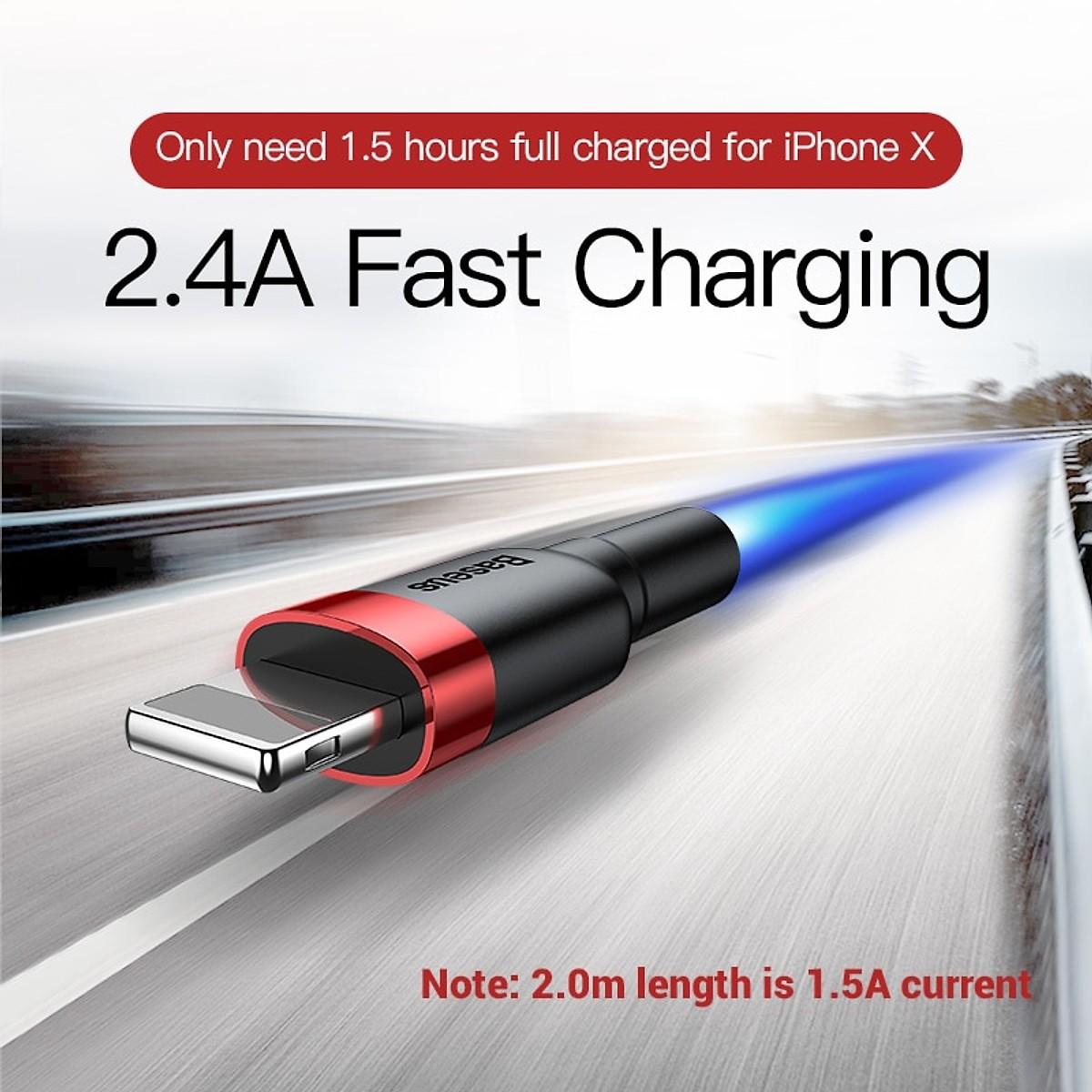 Cáp sạc nhanh 2.4A Baseus Cafule lightning cho iPhone/ iPad dài 1m