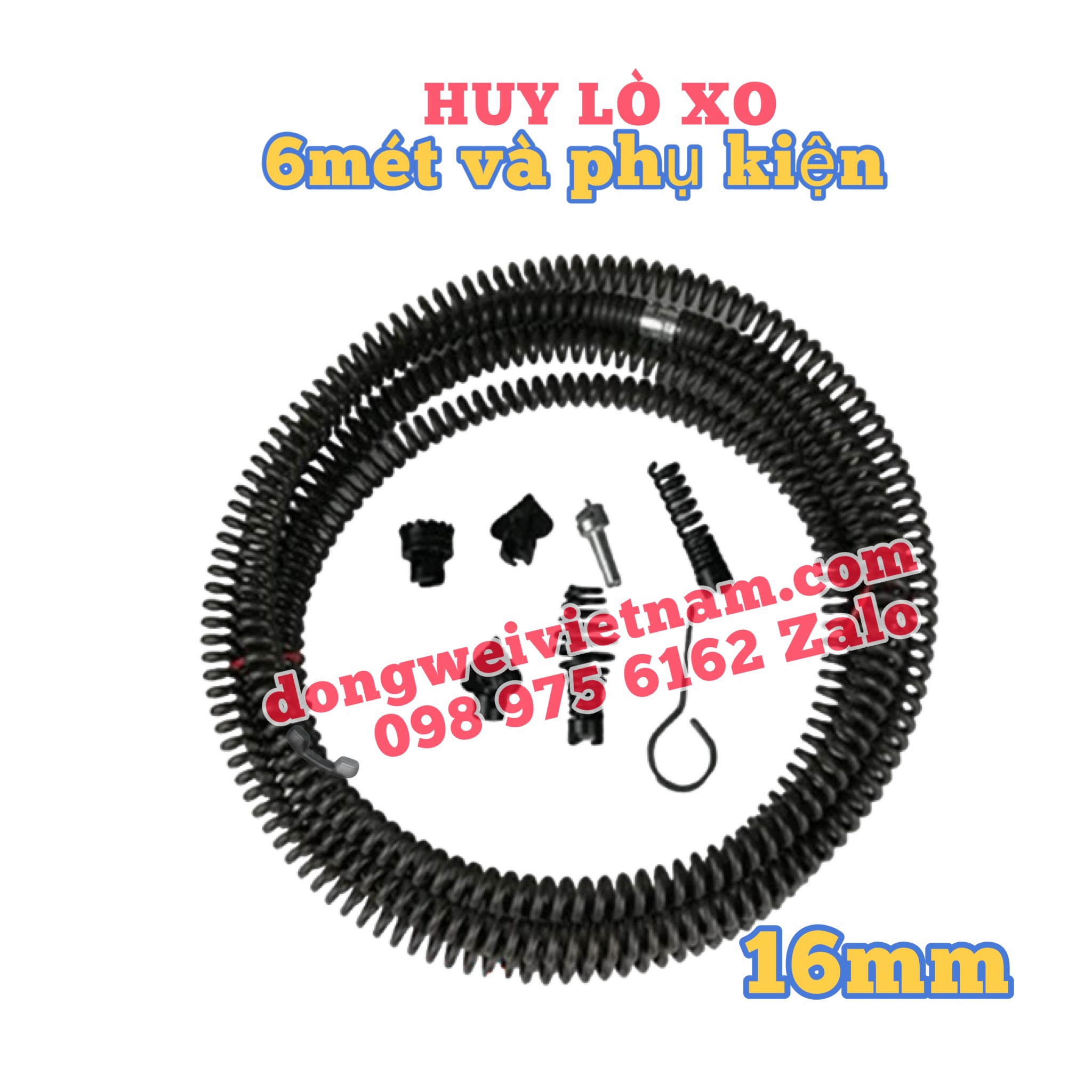 Dây thông cống lò xo 16mm dùng máy khoan