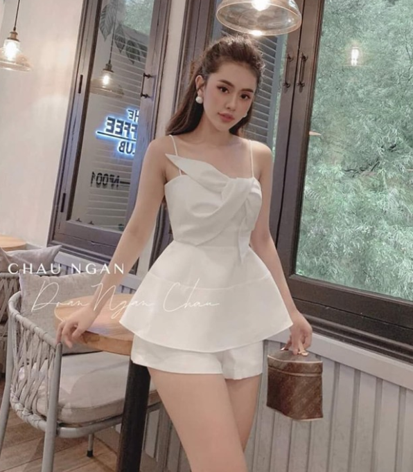 Sét Bộ 2 Dây Bèo Nơ Ngực ( Có Mút ) Thời Trang Nữ