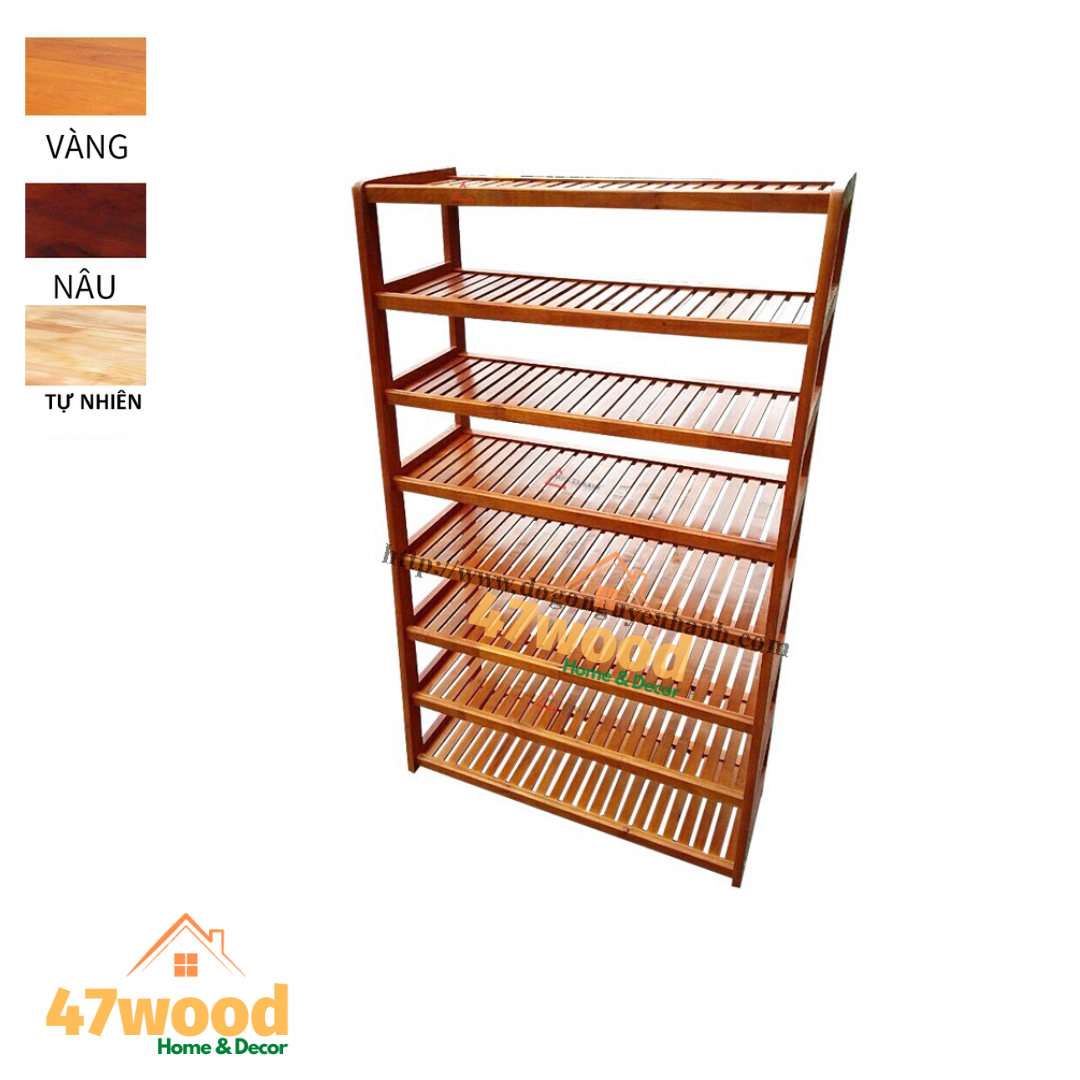 Kệ để giày dép gỗ 8 tầng 80cm, gỗ cao su chắc chắn và cứng cáp - Kệ dép 8 tầng rộng 80cm