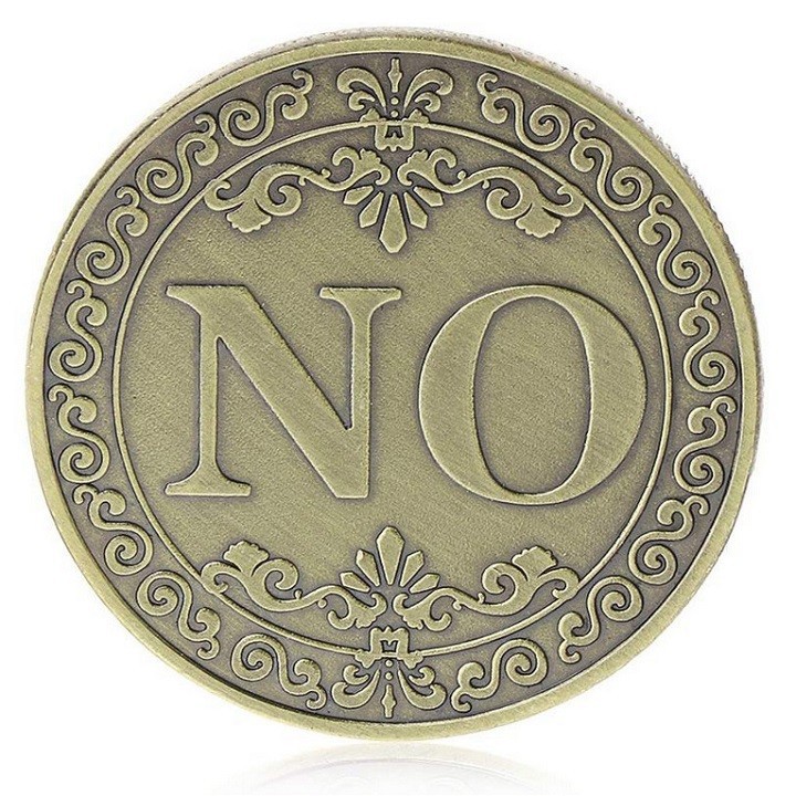 ĐỒ CHƠI MÔ HÌNH ĐỒNG XU BẰNG ĐỒNG ĐIÊU KHẮC HOA VĂN HAI MẶT CHỮ YES, NO. TH195