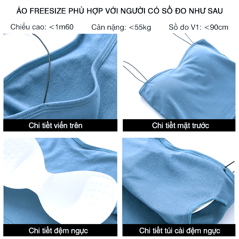 Áo bra Croptop chất liệu Cotton 2 dây mảnh sợi bún có sẵn đệm ngực freesize FLA52