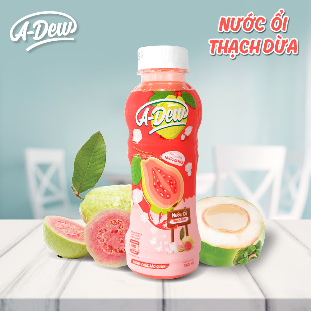 Nước Trái Cây Ổi Thạch Dừa A-Dew Chai 450ml - Lốc 6 Chai
