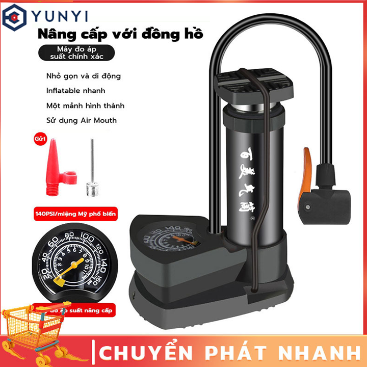 Bơm xe máy xe đạp nhỏ gọn đầu van đa năng Bơm Xe Đạp Áp Suất Cao FO