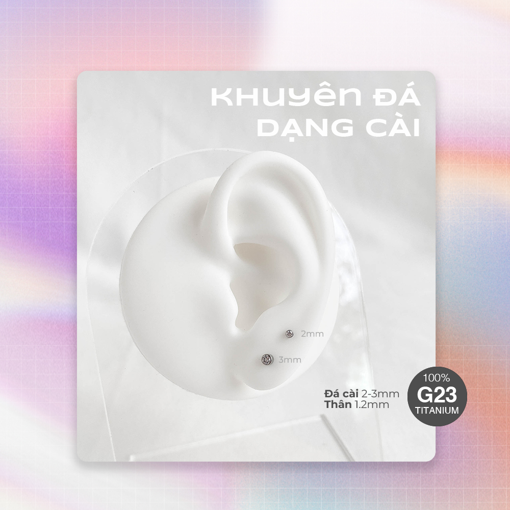 (1 Chiếc) Khuyên đá cài thân 1.2mm - Titanium - Khoen Store