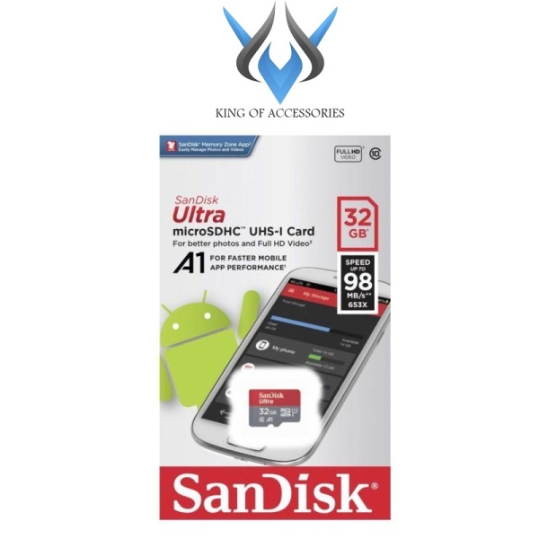 Thẻ nhớ MicroSDHC SanDisk Ultra A1 32GB Class 10 U1 98MB/s box Anh - Model 2019 (Đỏ) - Phụ Kiện 1986