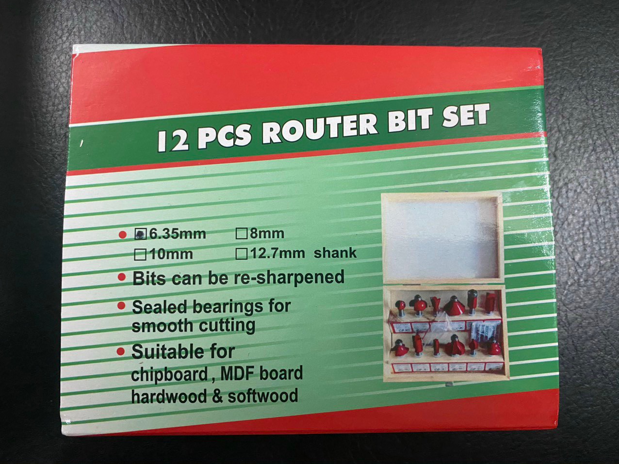 Bộ mũi phay 12 món cốt 6.35mm, dùng cho máy soi, máy phay