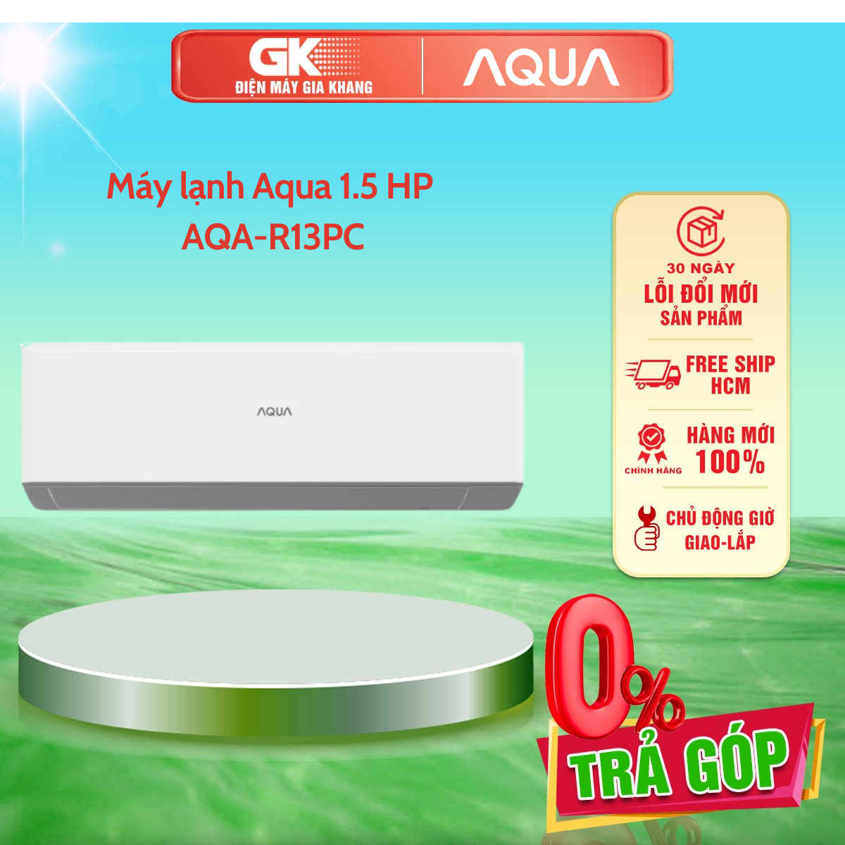Máy lạnh AQUA 1 HP AQA-R10PC - 1.5 HP AQA-R13PC -  2 HP AQA-R18PC - 2.5 HP AQA-R24PC - [HCM] [Trả Góp] - Turbo Mode chế độ làm lạnh nhanh Luồng gió Triple làm mát toàn diện - GIAO HÀNG TOÀN QUỐC - FREESHIP HCM