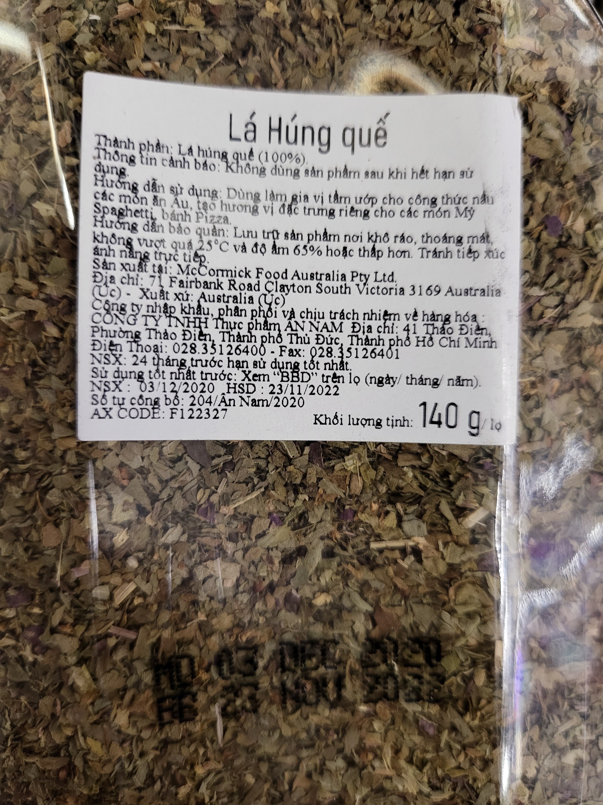[HỘP LỚN 140g] LÁ HÚNG QUẾ TÂY [Australia] MCCORMICK Basil Leaves (anm-hk5)