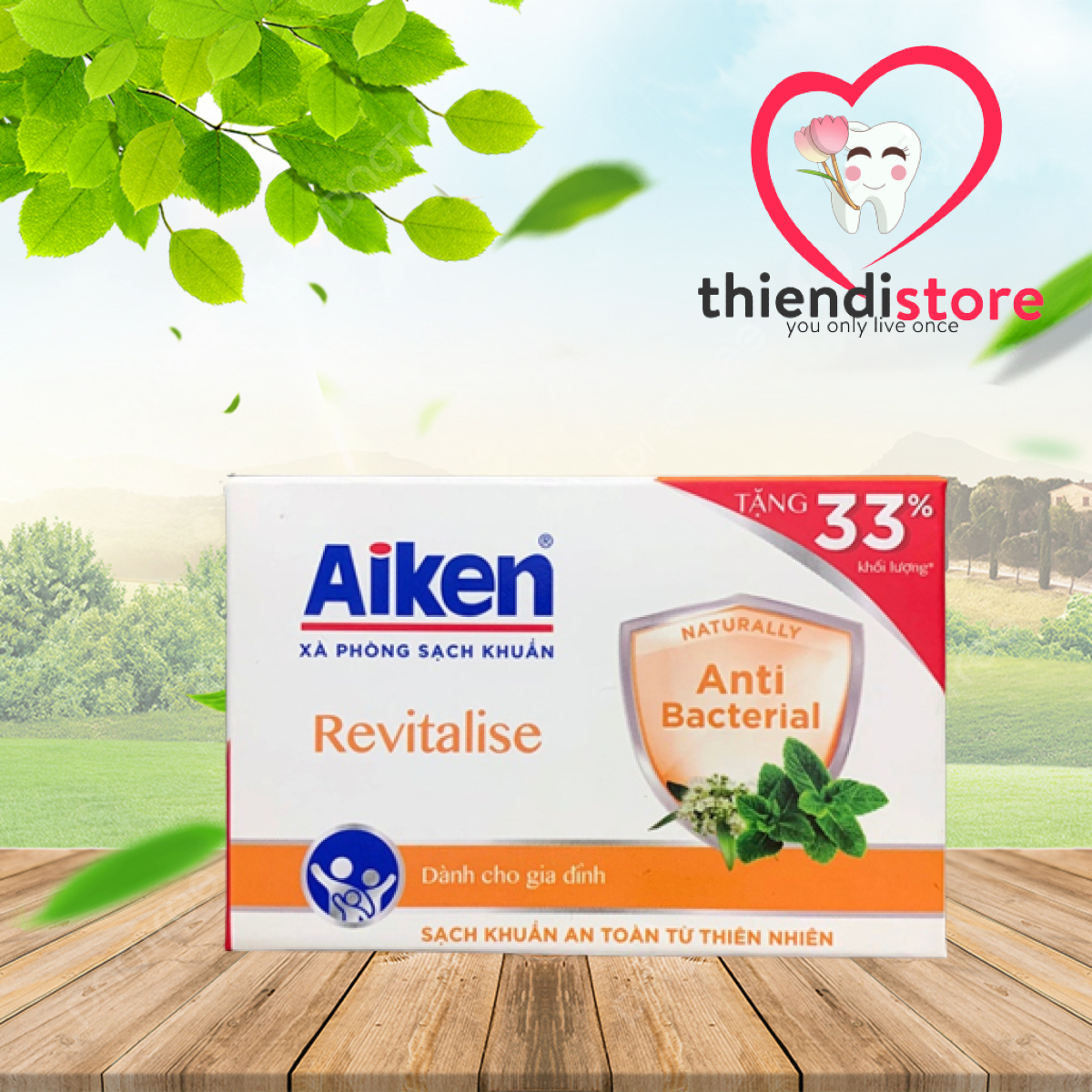 [Tăng 33%] Xà Bông Cục Aiken Kháng Khuẩn 120g – Làm Sạch Dịu Nhẹ, Bảo Vệ Da Mỗi Ngày