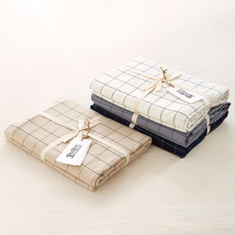 BABYYEARS Ga Bọc Đệm Cotton Chất Lượng Cao Ga Trải Giường Đơn Chiếc Phong Cách Nhật Bản Kẻ Sọc