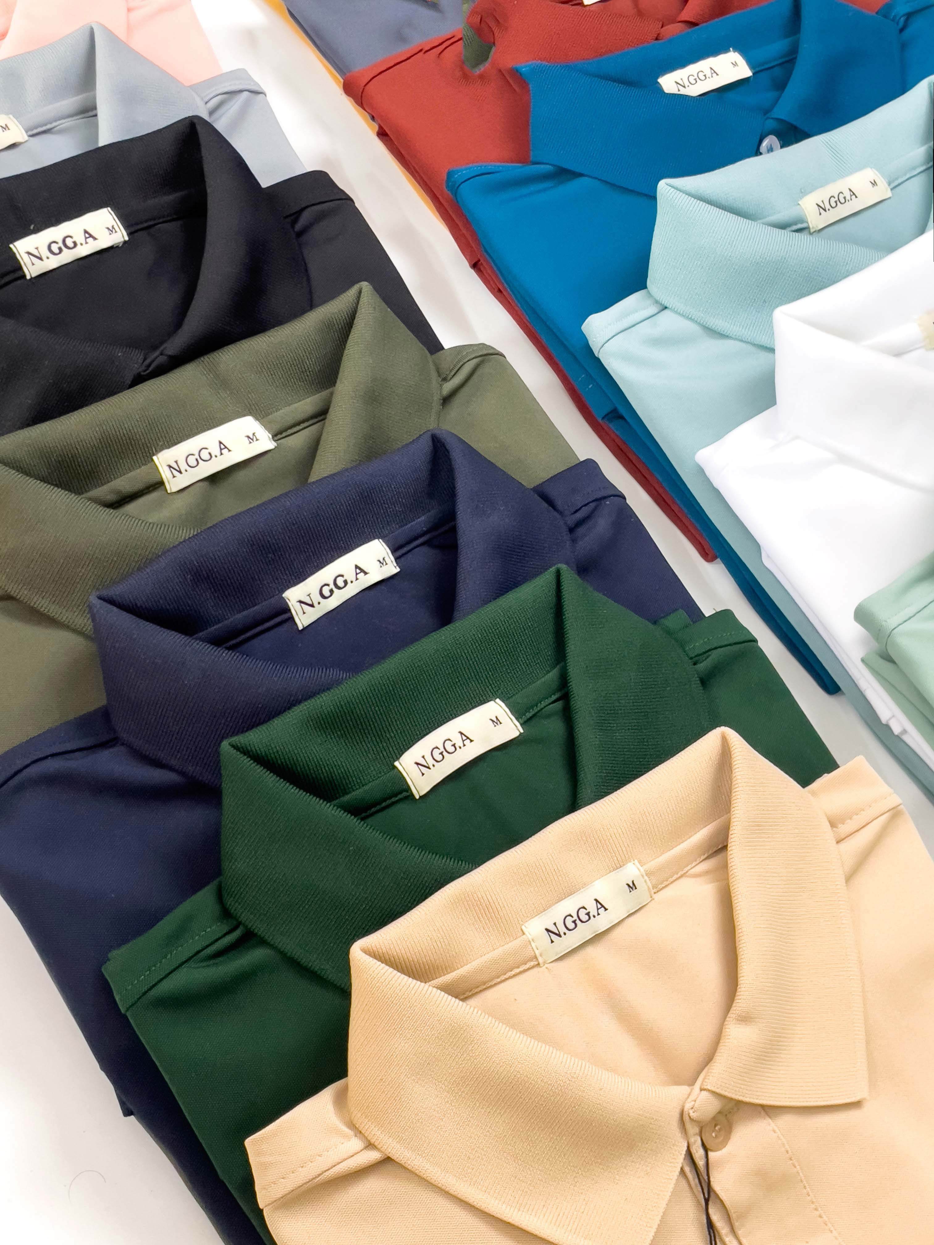 Áo Polo trơn nam - N.GG.A- chất cotton cá sấu - có 17 màu - Size từ 45 -85kg - Thời trang polo nam top men