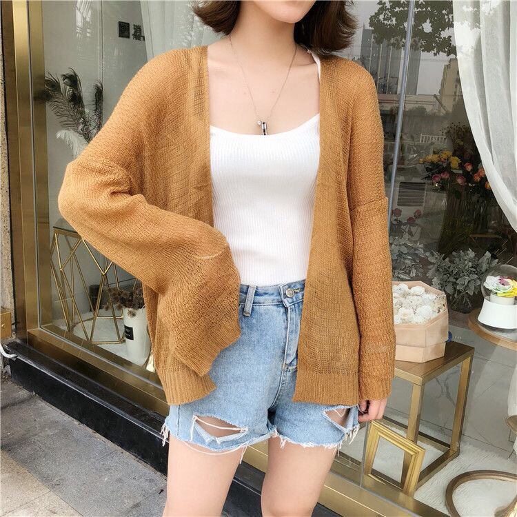 Áo len mỏng Cadigan phong cách Hàn Quốc