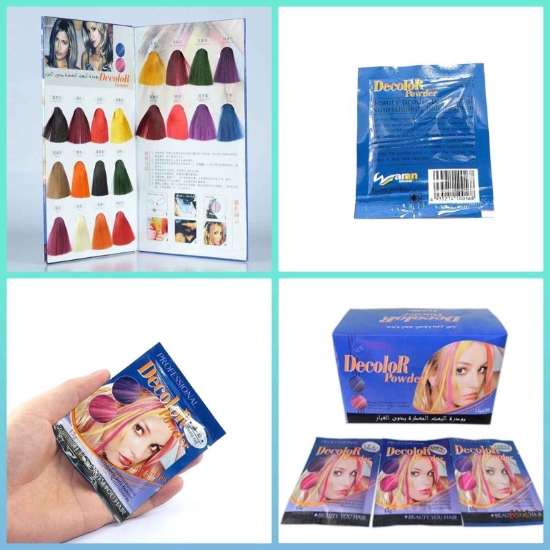 Bột nhuộm tóc decolor powder, thuốc nhuộm tóc phẩy light sợi tại nhà, màu nhuộm highlight