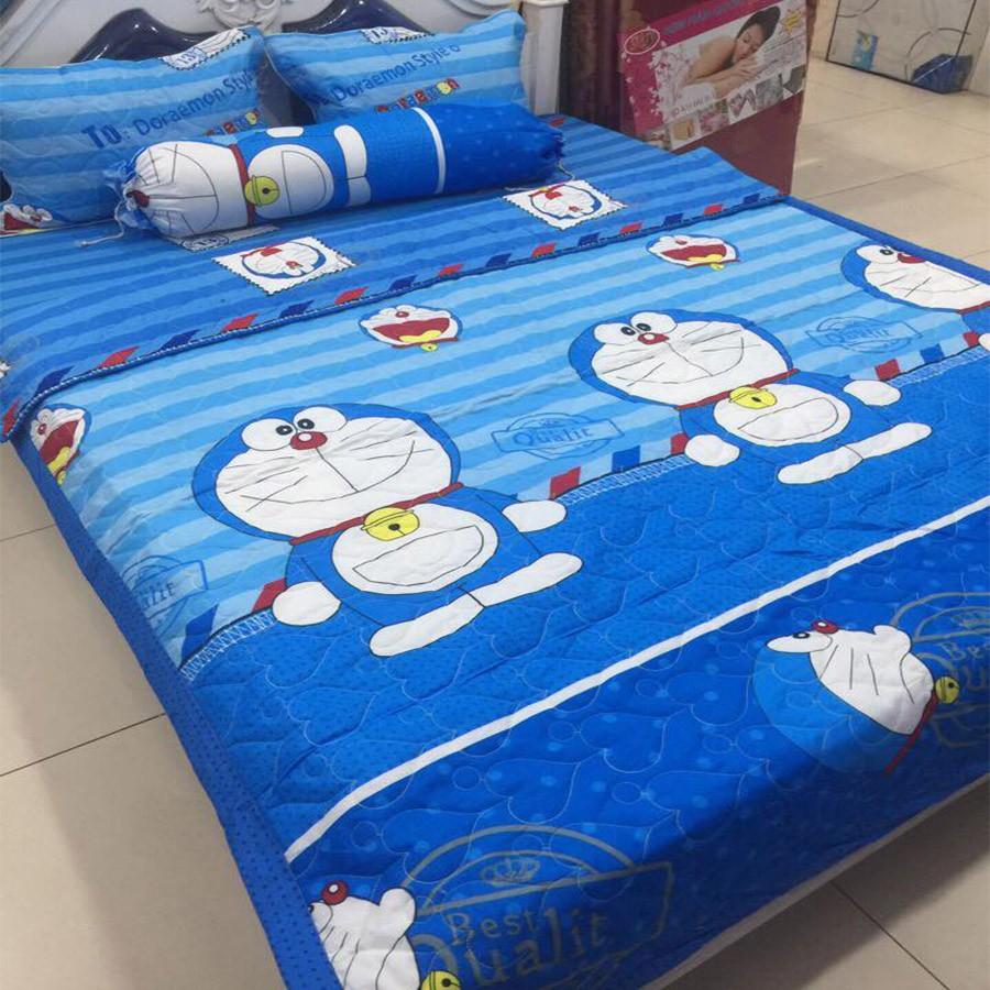 Bộ Chăn Ga Vỏ Gối 5 MÓn dOREMON ( 1 Drap + 2 Vỏ Gối Nằm + 1 Chăn Hè + 1 Vỏ Gối Ôm )