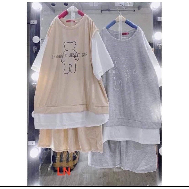 SÉT ÁO PHỐI IN GẤU +QUẦN ĐÙI LN72
