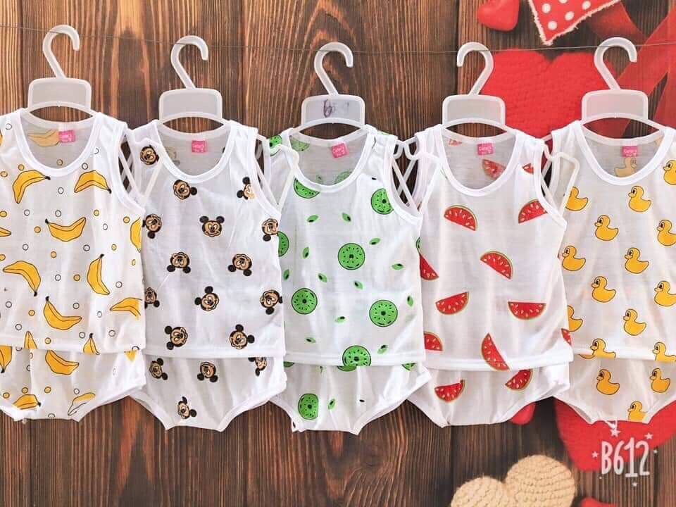 Set 5 bộ chip cotton hoạt hình trái cây ( KÈM QUÀ TẶNG )