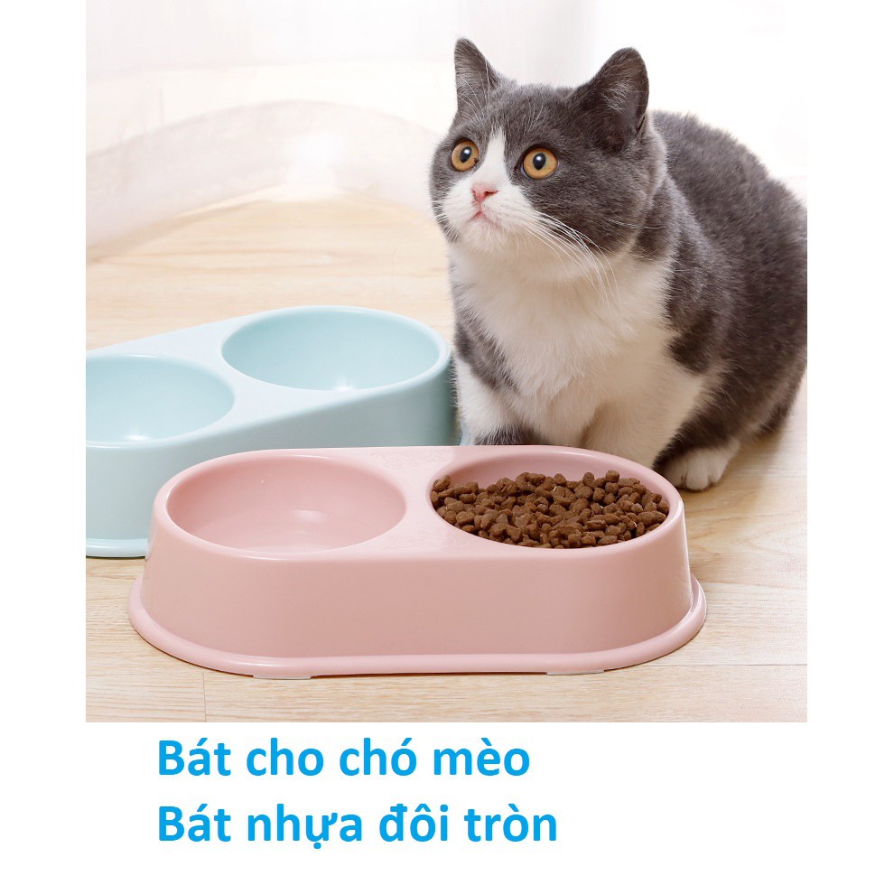 Chén Ăn Đôi Cho Mèo - Bát Ăn Nhựa Cao Cấp