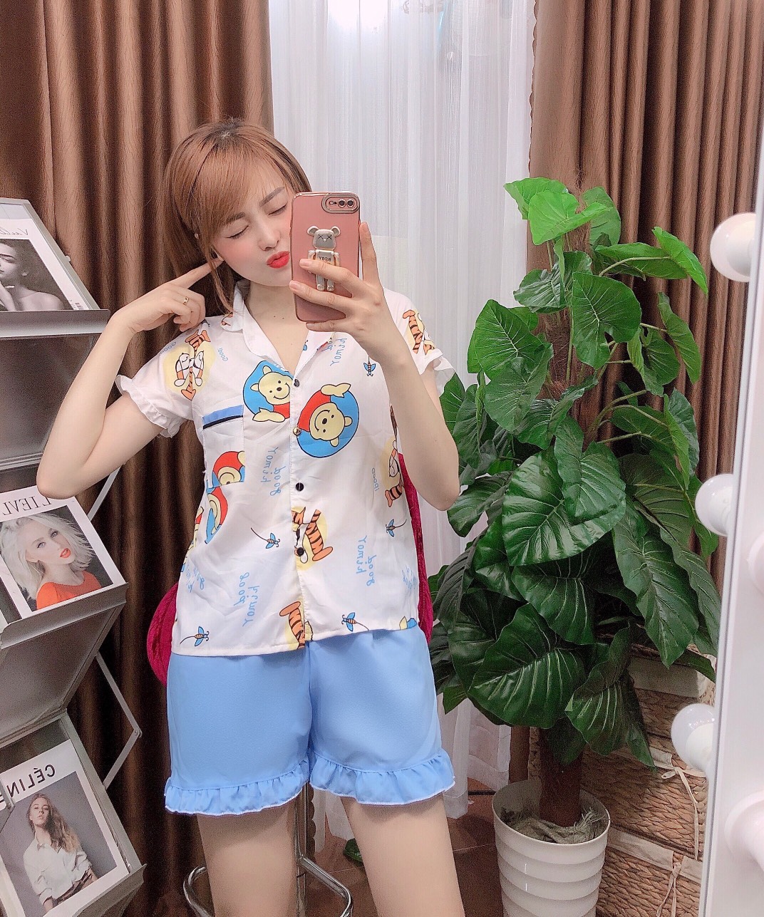 Đồ Bộ Đùi Mặc Nhà Họa Tiết Lạ Xinh Xắn Hot Trend Vải kate lụa Mềm Mại Freesize Dưới 55kg